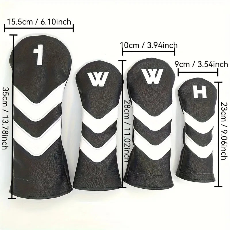 Unisex Golf Putter Headcover - Classic Striped Design with White & Black Logo, Durable Synthetic Synthetic, Secure Fit for Clubs